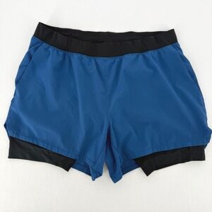 YPB Your Personal Best 2-in-1 Running Shorts Men Large Blue Black Athletic